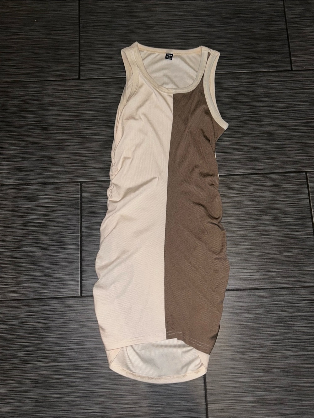SHEIN Two-Tone Beige & Brown Maxi Tank Dress